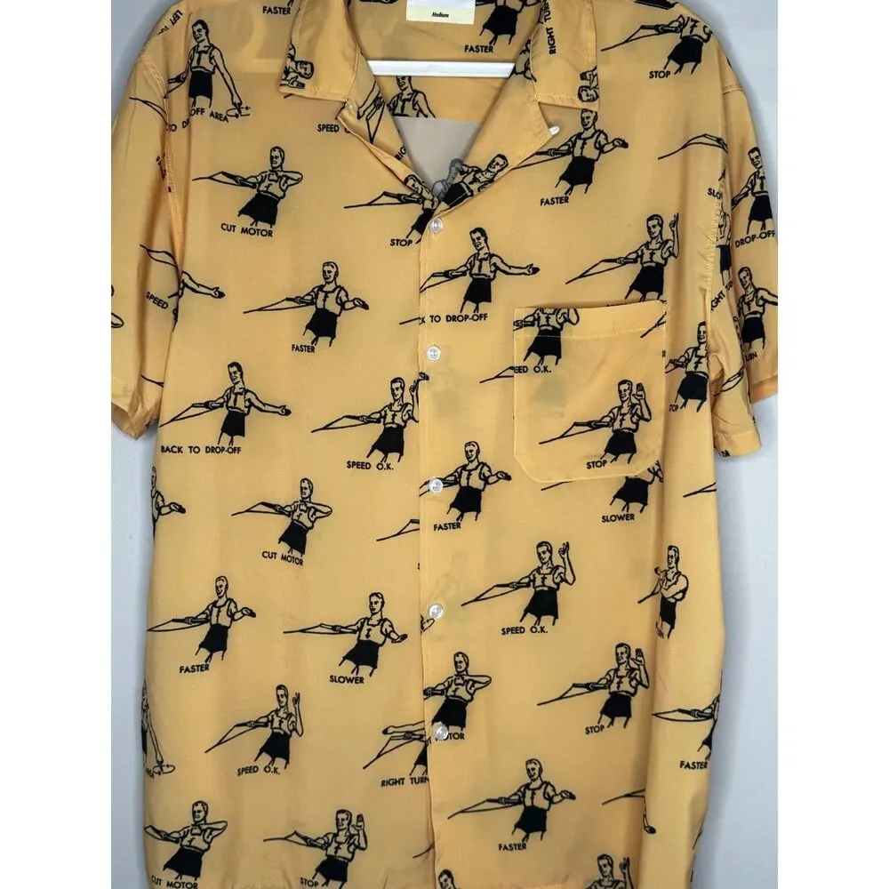 Duvin Yellow Graphic Hawaiian Ski Wakeboard Shirt Medium Retro Vacation Print M - Picture 4 of 7